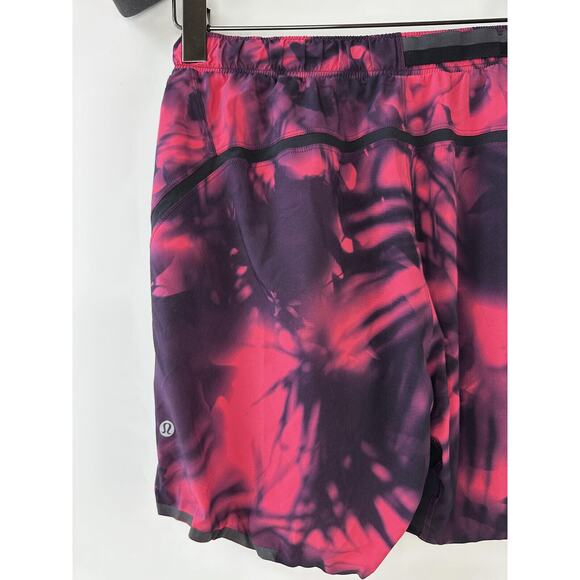 Lululemon Men's Lined Shorts Tie Dye Pink Black Zipper Pocket 7" Inseam Medium - Picture 11 of 14